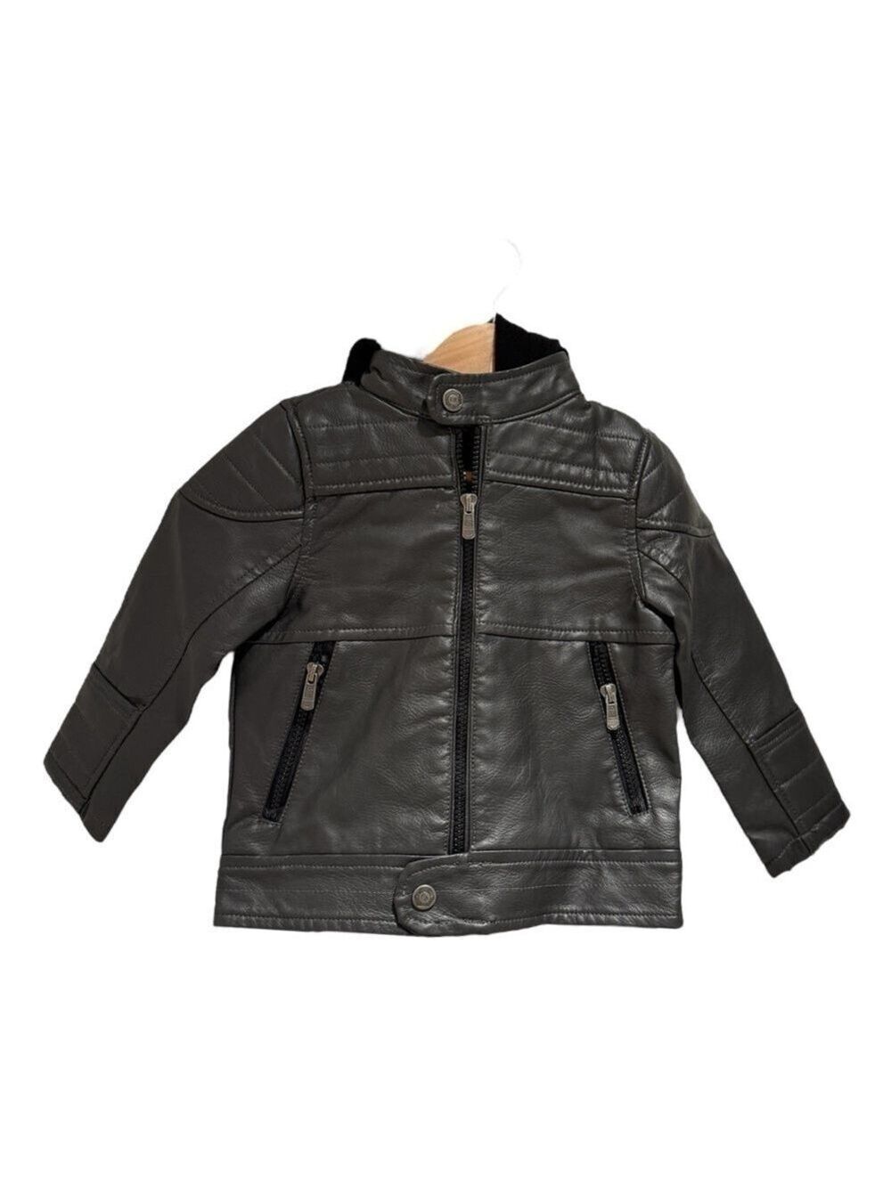 URBAN REPUBLIC black faux leather bomber jacket - size 24 months